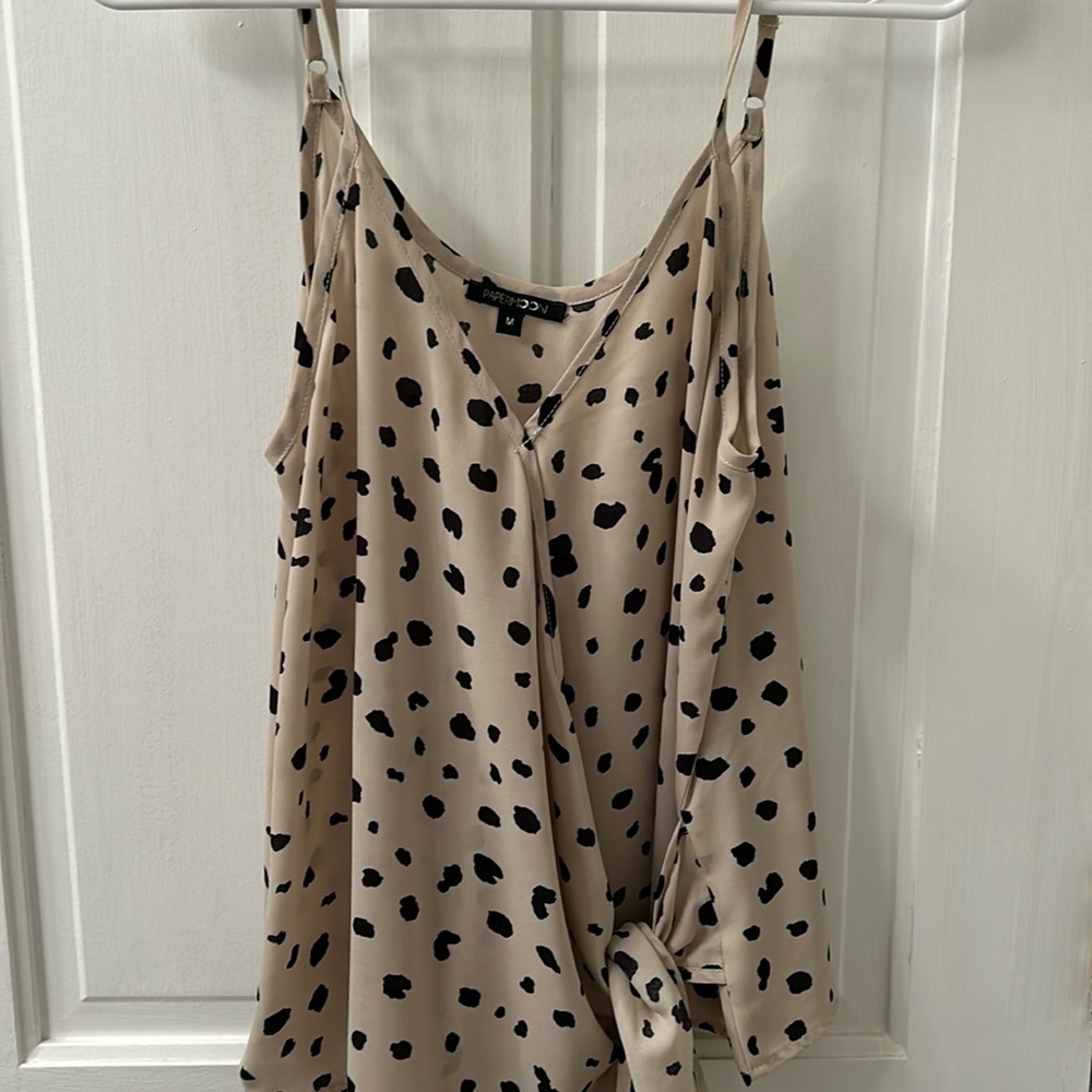 Beige and black print top